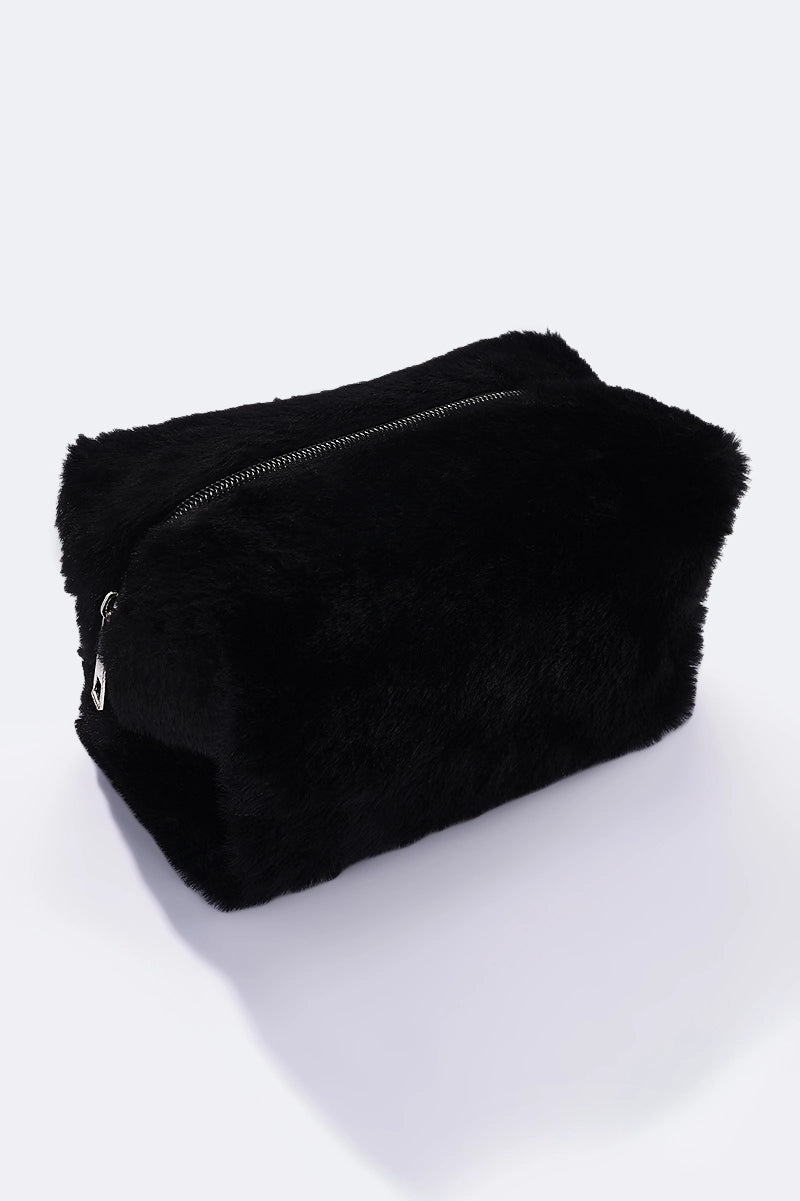 Kosmetik taske fake fur - Sort