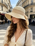 Sommerhat med prikket bånd - Beige