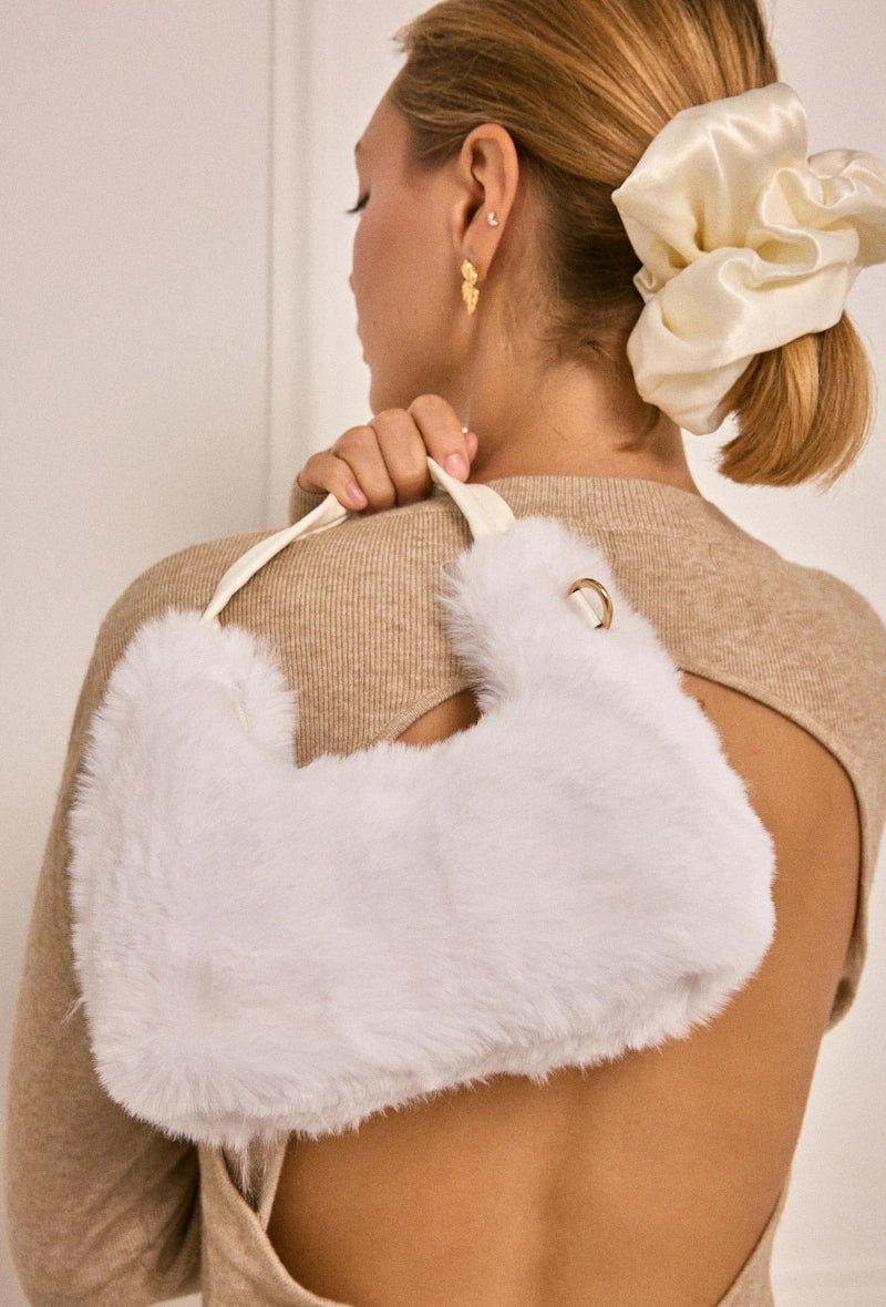 Taske fake fur - Hvid