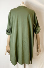 Poplin skjorte med broderi - Kaki