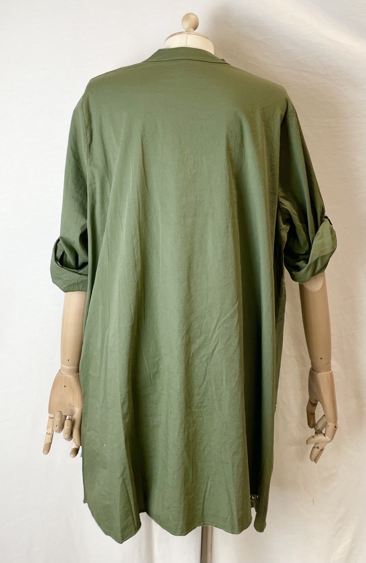 Poplin skjorte med broderi - Kaki