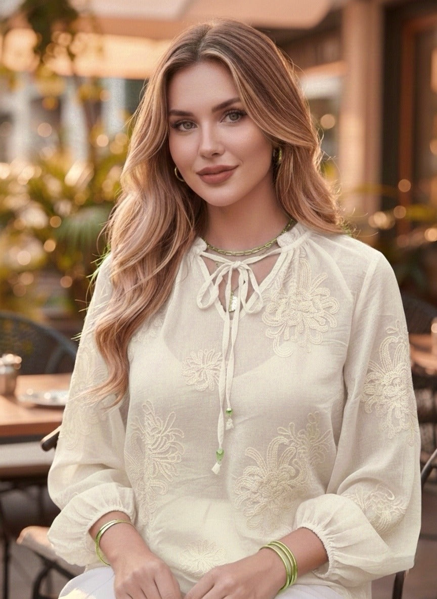 Boheme bluse - Lys Beige