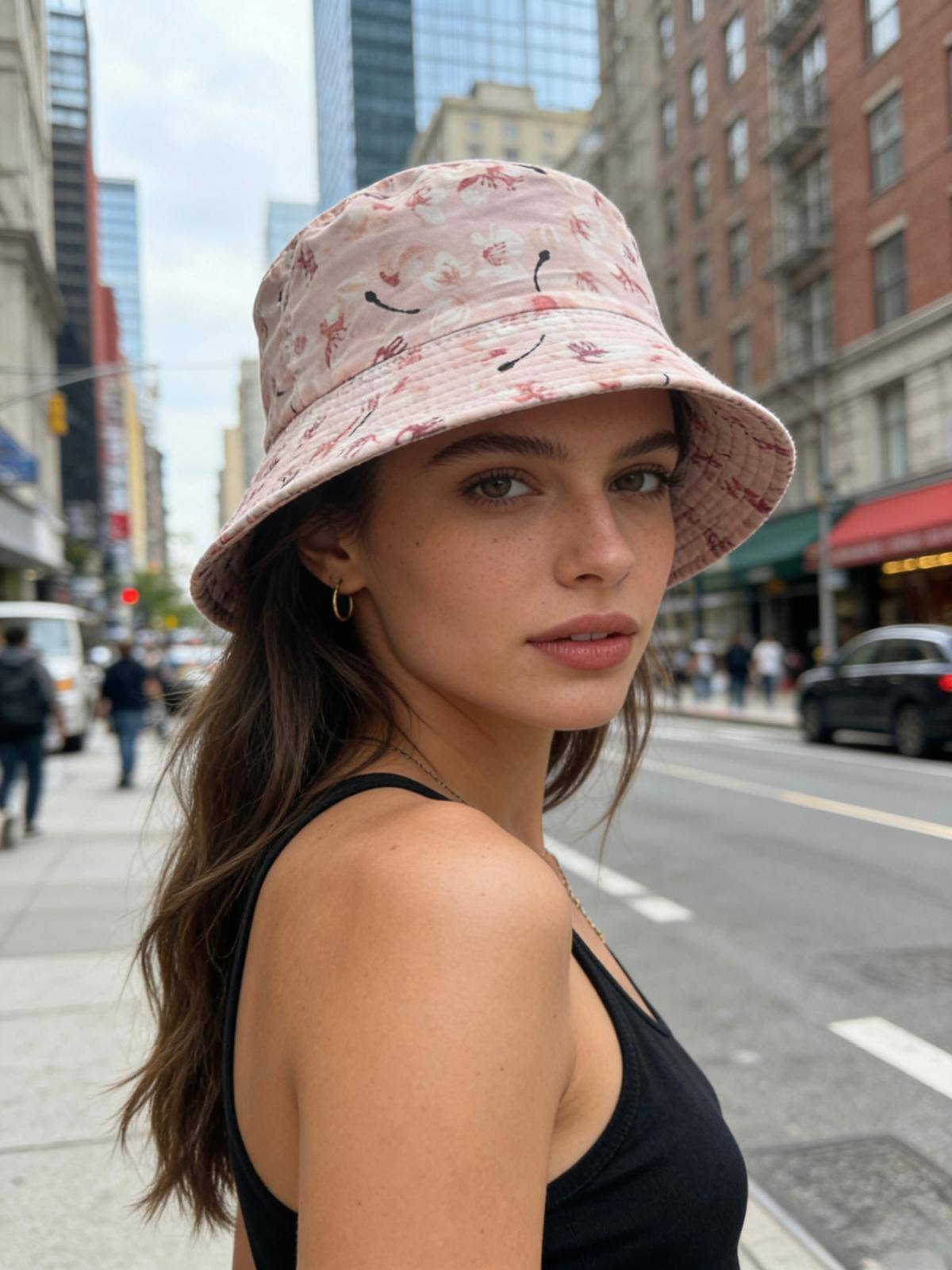 Bøllehat rosa blomstret