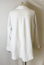 Mousselin bluse med guldbroderinger - Hvid