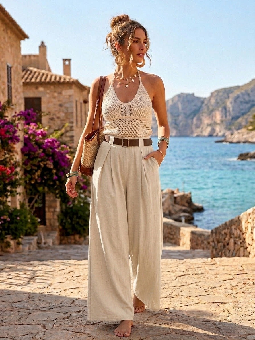 Palazzo bukser - Beige