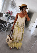 Maxi stropkjole med print - Gul