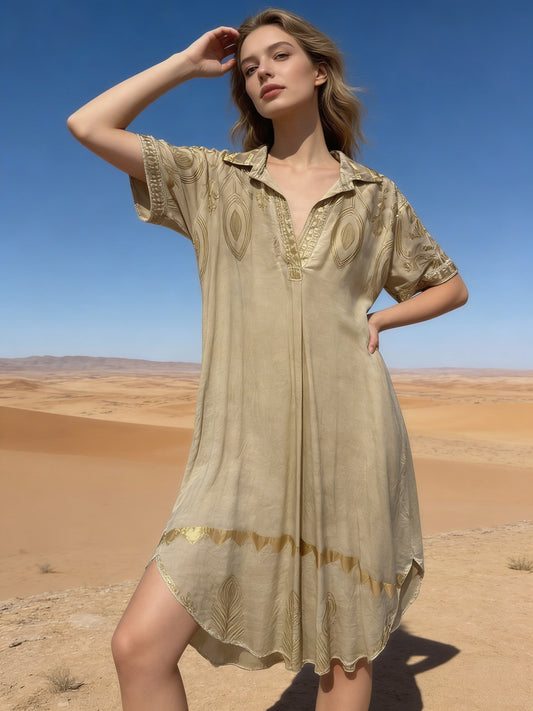 ETHNIC KJOLE BEIGE/GULD