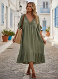 Plus size bomulds kjole - Army