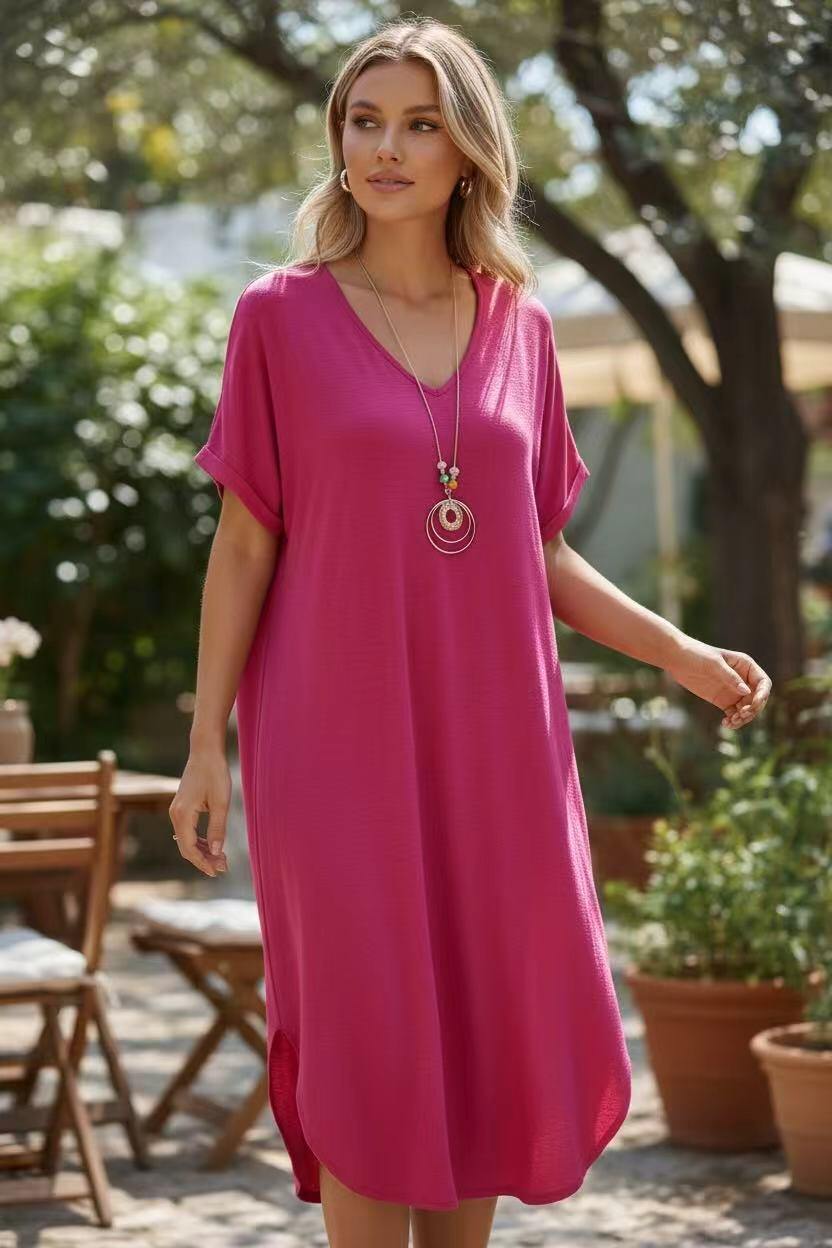 Kjole med halskæde - Fuschia