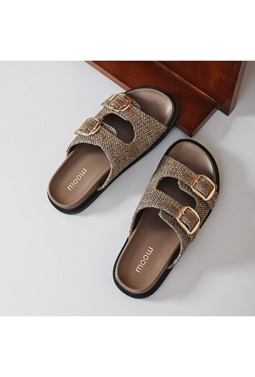 Chunky sandaler med guldspænder