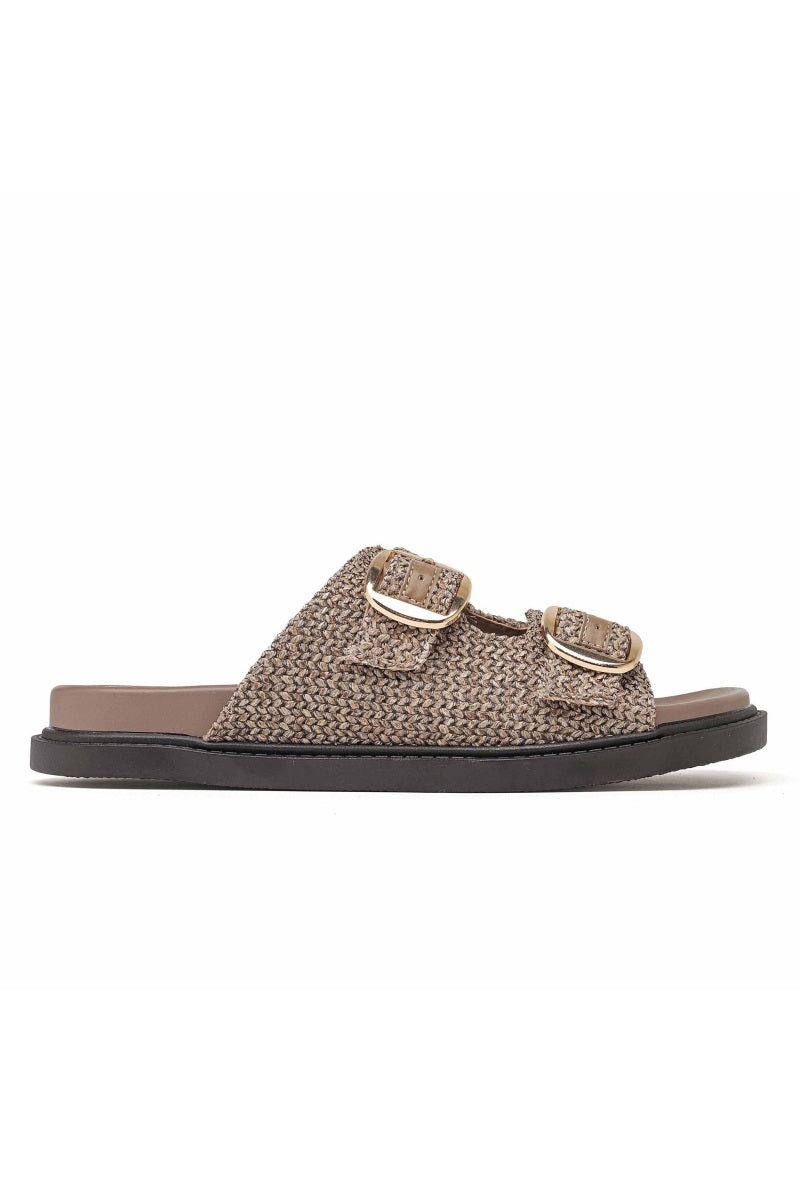 Chunky sandaler med guldspænder