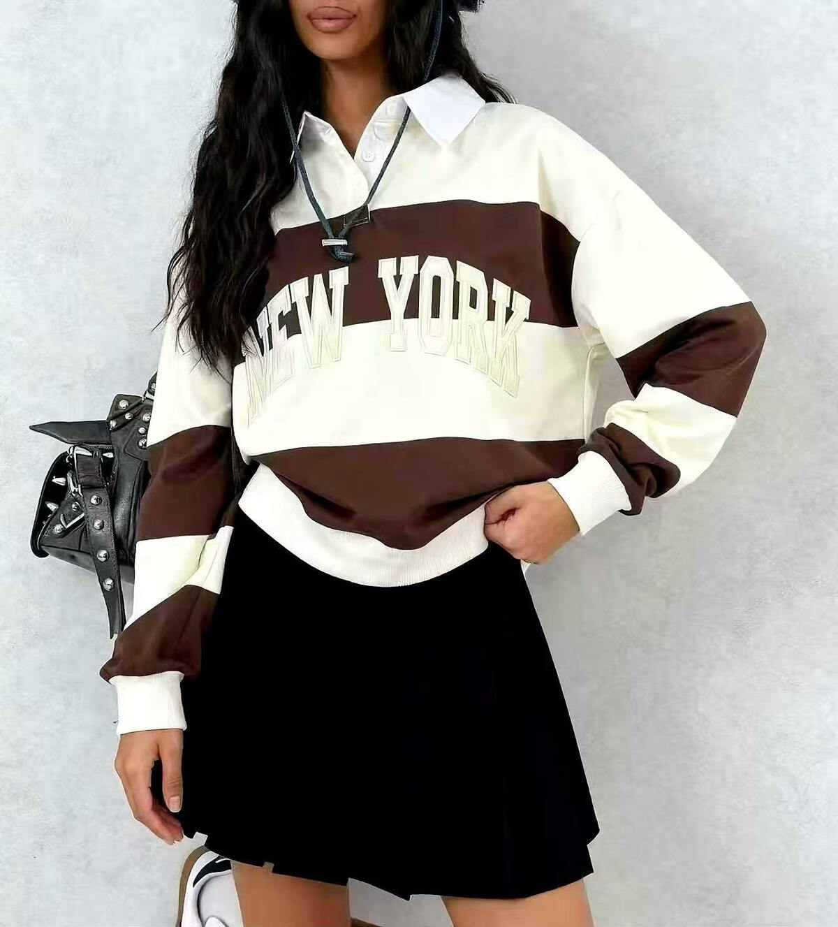New York sweatshirt - Hvid/Brun