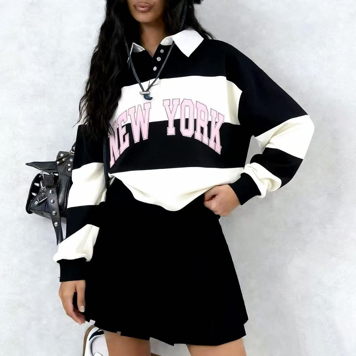 New York sweatshirt - Sort/Hvid