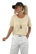Stribet t-shirt gul/lys