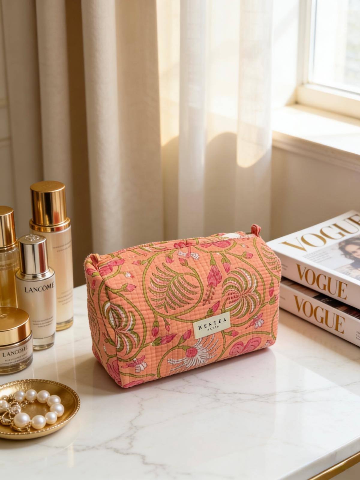 Quiltet make-up taske - Chloé Pink